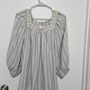 LC Lauren Conrad Mint and Cream Striped Blouse XL